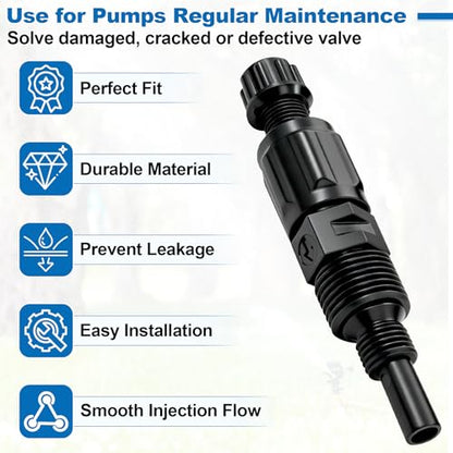 1/4-Inch UCDBINJ Injection Check Valve Replacement for Stenner Pump Parts | Fit for 45/85/100/170 Series, S128/S420/S10P/VX/S/SV Series, Classic Series Peristaltic Pump Parts, Duckbill Check Valve 1PC - size: 1 Pack