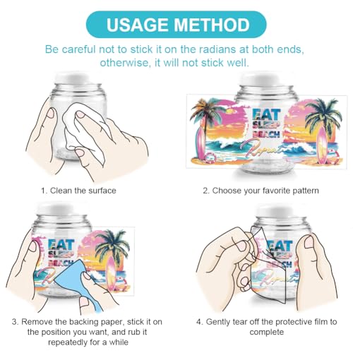 arricraft 10 Pcs Colorful Summer Beach Theme Cup Printing UV Transfer Papers, 10 Styles Sandbeach Coconut Trees Sunset UV DTF Cup Wrap Stickers for 16 OZ Glass Cups Crafts 9.5x4.3inch - style: Summer Beach Theme