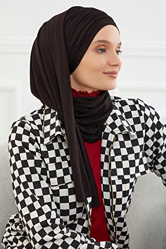 Aisha's Design Instant Hijab Scarves for Women, 95% Cotton Pretied Bonnet Turban Easy to Wear Cotton Headscarf - color: Black