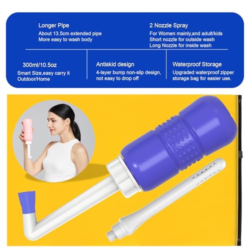 2pcs-Pack Peri Bottle 2IN1 Vaginal Douche- Postpartum and Perineal Care -Portable Hand Held 300ml Travel Bidet Sprayer for Women or Men -Handheld Jet Spray Bottle for Toilet-Portable Bidet-Blue+Pink - size: 2 pcs x 300 ml