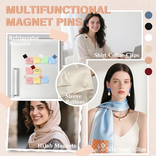 12 Pairs Hijab Magnets Strong Magnetic Hijab Pins for Women Pinless Clothing Clips for Scarf Veil Shirts Dress Muslim Islamic Gifts for Women - Square - color: Square