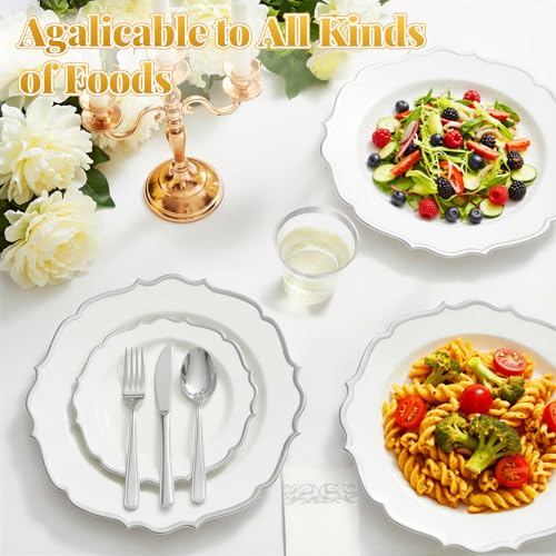 Glowserve 175 Piece Disposable Plastic Plates Dinnerware Set for 25 Guests - color: Silver
