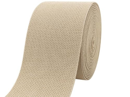 Khaki Wide Knit Elastic Band for Sewing 3 inch 5yards Double-Side Twill Woven Elastic Heavy Stretch Elastic Spool Band for Sewing Pants Waist-Wigs-Skirts-Craft-DIY Projects - color: Khaki #27