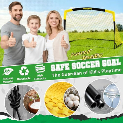 Happy Jump 7x5 FT & 5x3.6 FT Portable Soccer Goal for Youth Players Ages 6–14, Large-Frame Design Built for Long-Term Development, Easy Setup for Backyard, Park or School Training - style: 5x3.6 FT BY-1PC