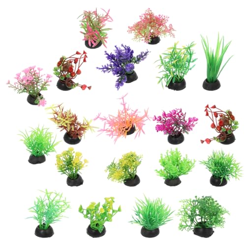 Garneck 40 Pack Fish Tank Decorations Small Artificial Aquarium Plants: Plastic Water Grass Mixed Styles for Small Aquarium Decor Betta Tank Accessories Fake Plants for Bowl Desktop