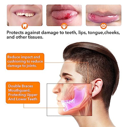 Mouth Guard Sports Youth Adult,Mouth Guard for Braces Soft,No Boiling - color: Orange/Strapless