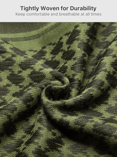 FREE SOLDIER Scarf Military Shemagh Tactical Desert Keffiyeh Head Neck Scarf Arab Wrap with Tassel for Men Women - color: Army Green