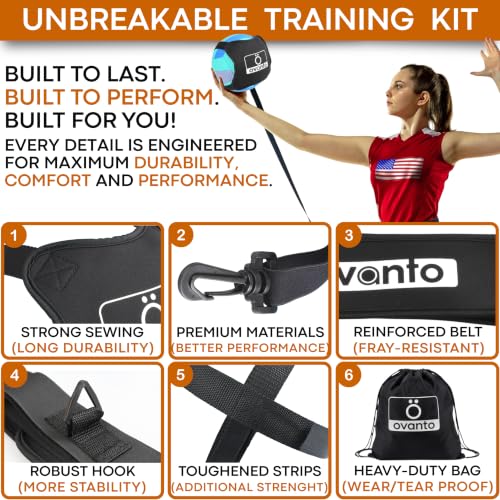 OVANTO Volleyball Training Equipment Aid – Adjustable Practice Volleyball Kit