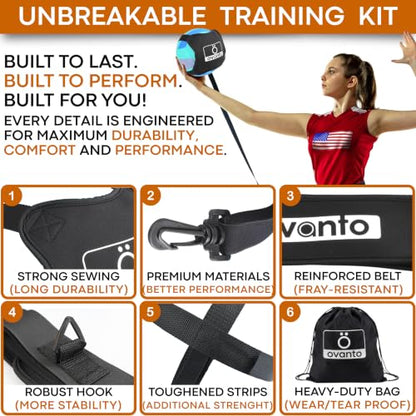 OVANTO Volleyball Training Equipment Aid – Adjustable Practice Volleyball Kit