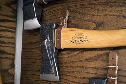 1844 Helko Werk Made in USA Genuine Leather Axe Hangers Pair Brown (8878A) | Frontier Collection Premium Leather Wall Hanging Straps Adjustable Buckle for Axes Hatchets Tools for Heavy Duty Display - color: Brown