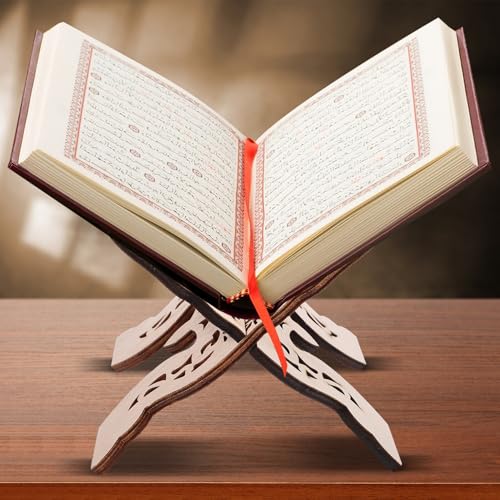 Cabilock Bible Reading Stand and Decorative Book Holder Wooden Desktop Rack for Quran and Bible Display, Desk Book Reading Stand for Religious and Holiday Table Decor