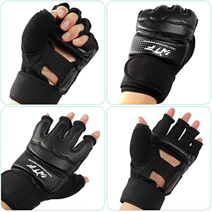 Punch Bag Training Gloves, LangRay MMA Grappling Gloves for Sparring Martial Arts Boxing Training for Adults and Kids - size: Medium, style: Taekwondo Black