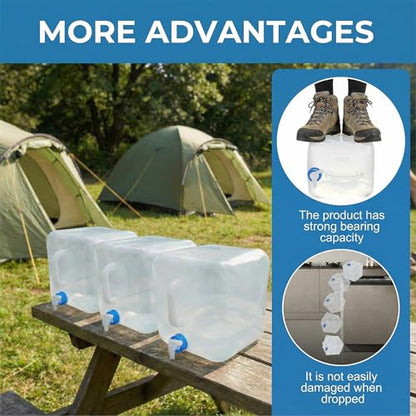 3 Pack 5.3 Gal Collapsible Water Storage Container Jug with Spigot | BPA-Free PE Material; Leak Resistant Spigot; Foldable Portable Water Storage; Ideal for Camping Hiking and Emergency Use
