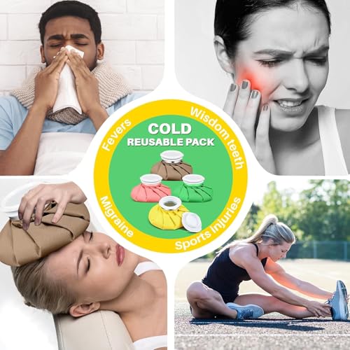 Honoson 4 Pack Reusable Ice Pack for Injuries, Ice Bags Hot Water Bag for Hot & Cold Pain Relief No-Leak Elastic Breathable for Muscle, Joint Pain Swelling, Sports & Home Use(Vivid Pure Style) - style: Vivid Pure Style