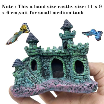Small Aquarium Castle Decor , Mini Cute Fish Tank Castle Ornaments , Little Fish Fish Larvaes Shelter Shrimp Hide Caves Hideout for Small Medium Fish Tank Crab Shrimp Betta Cichlid Tank Decor (Blue)