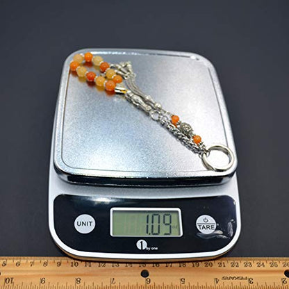 Keychain & Rosary Collection -Car Key Chain-Handbags Holder - color: (8 Mm - Yellow Jade Stone)