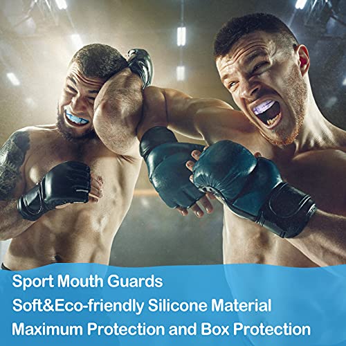 TOODOO 6 Pieces Braces Mouth Guard Kids Sports Mouth Guard for Kids Double Football Youth Mouthguards for Boxing Football Hockey Karate Basketball (Transparent, Transparent Purple/Blue) - color: Transparent, Transparent Purple/ Blue