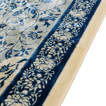 Velvet Muslim Prayer Rug Set with 99 Beads - Blue - color: Blue