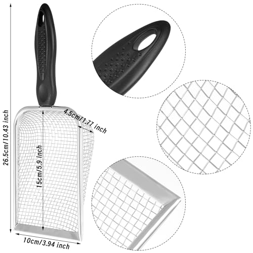 SUMERSHA Beach Mesh Shovel, Sand Sifter Shell Collecting Tools Sand Scooper for Picking Up Shells, Cat Litter Scoop, Silver