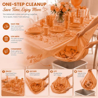 Tinybee 352 Pcs Orange Plastic Plates, Disposable Dinnerware Set for 50 - color: Orange