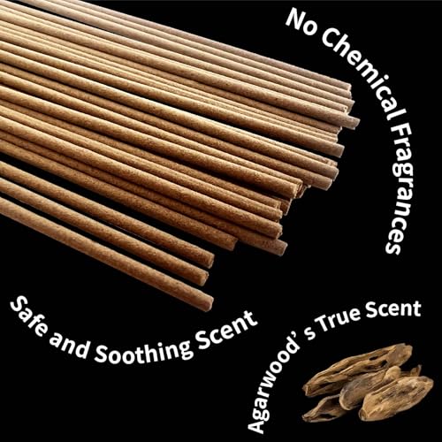 Natural Oud Agarwood Incense Stick Gift Set - Ceramic Incense Holder with Ash Catcher, Indoor Meditation Incense Burner Kit for Home Fragrance & Zen Relaxation