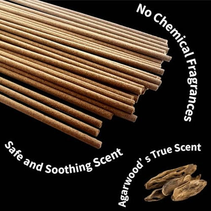 Natural Oud Agarwood Incense Stick Gift Set - Ceramic Incense Holder with Ash Catcher, Indoor Meditation Incense Burner Kit for Home Fragrance & Zen Relaxation