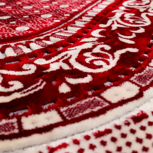 Velvet Muslim Prayer Rug Set with 99 Beads - Red - color: Red