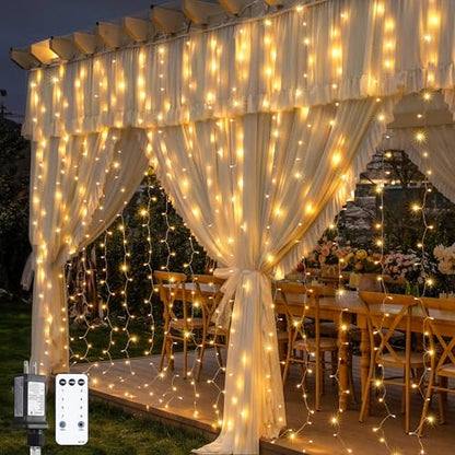 JMEXSUSS 600 LED Curtain Lights, String Lights for Bedroom,9.5ft x 19.6ft - color: *Warm White, size: 600 LED
