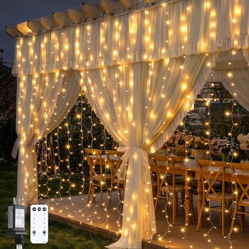 JMEXSUSS 600 LED Curtain Lights, String Lights for Bedroom,9.5ft x 19.6ft - color: *Warm White, size: 600 LED