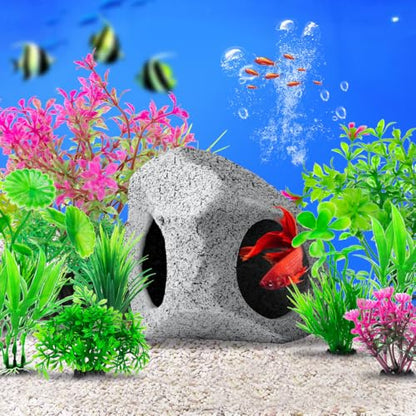 CousDUoBe 10Pcs Aquarium Hideaway Rock Cave Fish Tank Decorations quarium,Betta Toys Hideout Stones House,Safe and Non-Toxic Ceramic Fish Tank Ornaments