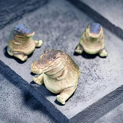 Small Crocodile Fish Tank Decorations, Cute Lively Crocodile Aquarium Decoration, Animal Fish Tank Display Decor,Ornamen Artificial Resin Accessories 2 Pack