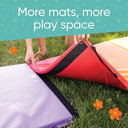 Hearthsong Tumbling Mat for Kids, 5-Panel Thick 1.25" Foldable Exercise Mat for Yoga, Pilates, Stretching, Folding Gymnastics Mats at Home, Gym Workout - color: Rainbow