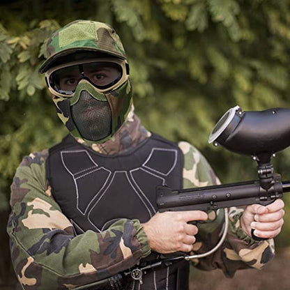 Airsoft Mask with Goggles, Foldable Half Face Airsoft Mesh Mask with Ear Protection for Paintball Shooting Cosplay CS Game - color: CB-3PCS, size: 3pcs