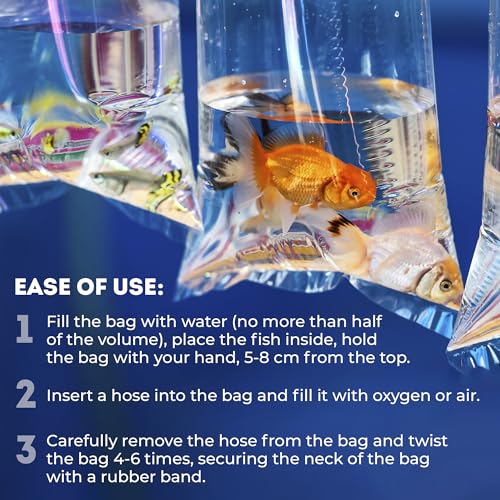 Clear Plastic Fish Bags, 10 x 24 Inches. Pack of 100 Fish Shipping Bags for Sea Creatures & Vegetation. Durable Transparent Poly Bag, 2 Mil Thick. Leak Proof Clear Bag with Reinforced Seams