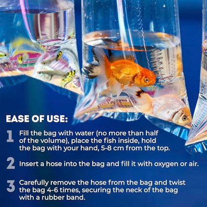 Clear Plastic Fish Bags, 10 x 24 Inches. Pack of 100 Fish Shipping Bags for Sea Creatures & Vegetation. Durable Transparent Poly Bag, 2 Mil Thick. Leak Proof Clear Bag with Reinforced Seams