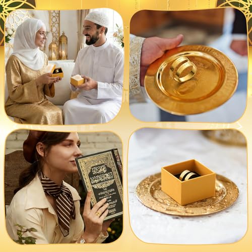 24pcs/12 Sets Islamic Ayatul Kursi Ramadan Gifts for Women Eid Gifts Bulk Ayatul Kursi Rings Ramadan Mubarak Party Favor Arabic Ring with Boxes Muslim Jewelry for Wedding Ceremony Accessory