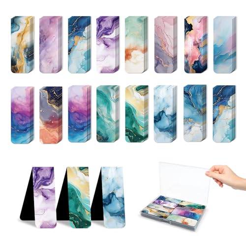 48 Pieces Magnetic Bookmarks Magnet Page Markers - Book Marks for Reading Women & Men with Storage Boxes - Cute Magnet Bookmark Clips for Reading Pleasure（Marble） - size: 48, style: Marble Style