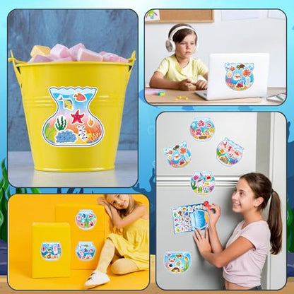 Ocean Stickers for Kids, Sea Animal Aquarium Scene Under The Sea Fish Tank | 24 Sheets Make Your Own Sea Fish Tank Stickers, Classroom Activities Ocean Sea Party Favors,Summer Gift - style: Under The Sea Fish Tank