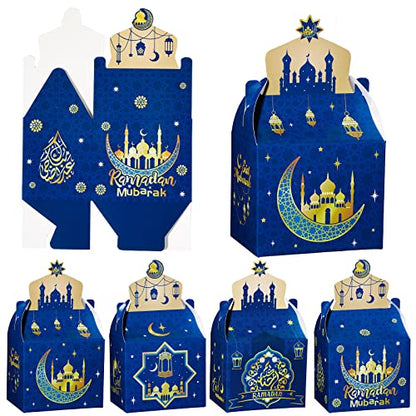 24 Pieces Eid Mubarak Treat Boxes Eid Mubarak Goodie Gable Boxes Ramadan Mubarak Favor Boxes Ramadan Kareem Treat Boxes for Eid Party Decoration Supplies Snack Sugar Chocolate Goodie Toy