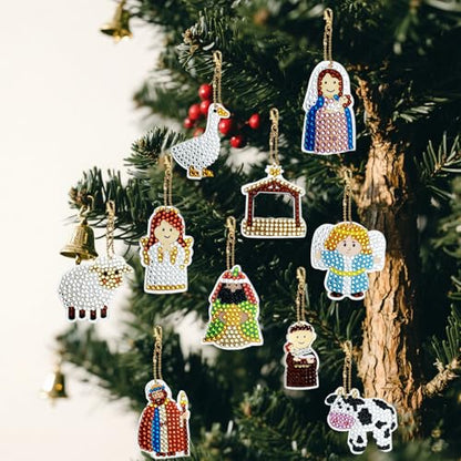 Nativity Sence Diamond Painting Advent Calendar 2026,24pcs Nativity Diamond Art Keychains,Christmas Countdown Calendar DIY Crafts,Christian Religious Gifts