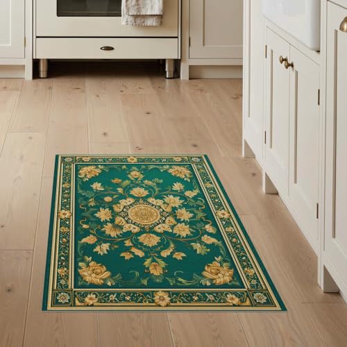 3'x5' Green Islamic Prayer Medallion with Gold Washable Area Rug - color: Green/Pattern 21, size: 3' x 5' (Rectangular)