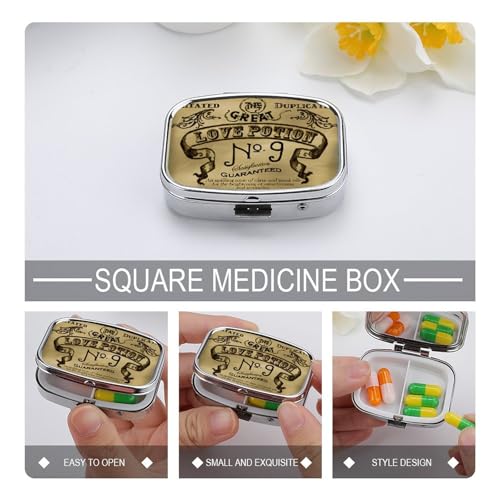 Metal 2 Compartment Pill Organizer Travel Friendly Portable Compact Pill Box Cute Pill Case to Hold Vitamins,Fish Oil,Supplements,Meds,Tablet for Purse,Pocket. (No) - color: No