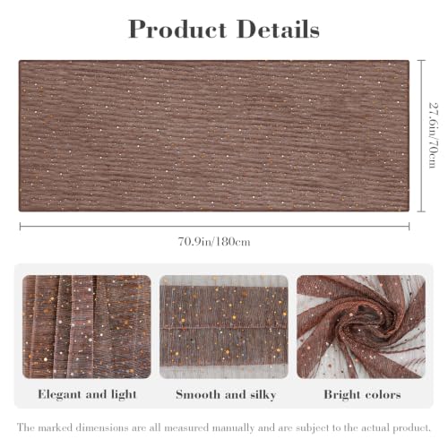 Sequin Scarf for Women Lightweight Mesh Shawl Wrap Bandana Hijab Headscarf for Summer Evening Dress - color: Coffee