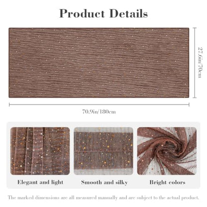 Sequin Scarf for Women Lightweight Mesh Shawl Wrap Bandana Hijab Headscarf for Summer Evening Dress - color: Coffee