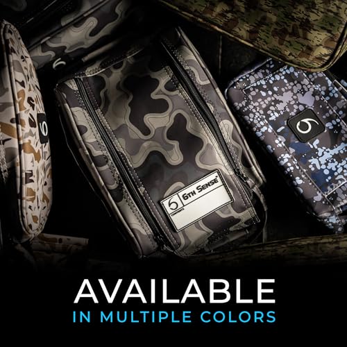 6th Sense – Bait Bag – Soft Plastic Storage Bag – Holds 15 to 20 Packs – Tackle Organizer – Clear Label Window - color: Willis Camo - Brown