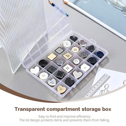4-piece 24-grid transparent sorting box, used for small parts, jewelry storage box, for earrings, beads, storage, office supplies, Lego plastic, fishing tackle and bait box