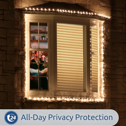 rabbitgoo Frosted Glass Window Privacy Film, Blinds Pattern, 23.6" x 157.4" | Faux Blinds Effect, All Day Bathroom Privacy Shield, Opaque Frosted Cover, Sun UV Blocking, Static Cling, for Home, Office - color: Blinds-liked, size: 23.6" x 157.4"