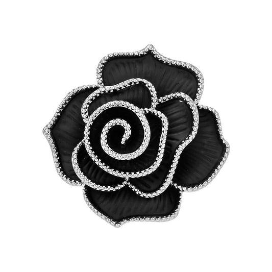 Rhinestone Flower Brooch - Crystal Flower Pin for Women - Valentine's Day & Mother's Day Gift - color: Black Rose