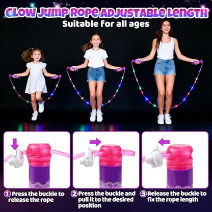 Led Jump Rope for Girls Kids -Glowing Jump Ropes Flashing Colorful Exercise Skipping rope Light Up Luminous Adjustable Skipping Ropes for Girls Boys Women Fitness Weight Loss - style: Pink