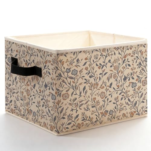 Vintage Rustic Floral Storage Bins Box with Handles, Rustic Cottagecore Wildflower Botanical Foldable Basket Toybox for Bedroom Bathroom Laundry Room Home Clothes Toys Books - color: Color-4